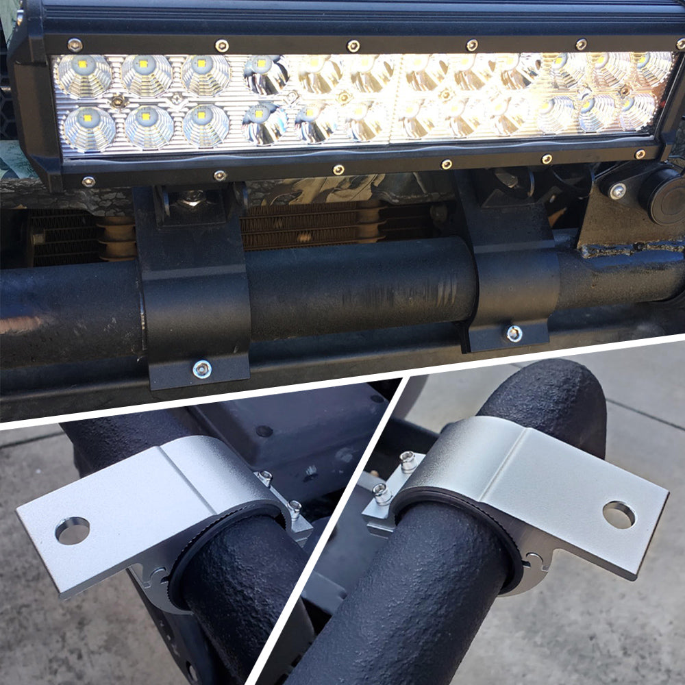 Bull Bar Bumper Roof Roll Cage Mount LED Work Light Bar Bracket Tube Clamp For Pickup Tractor Off R