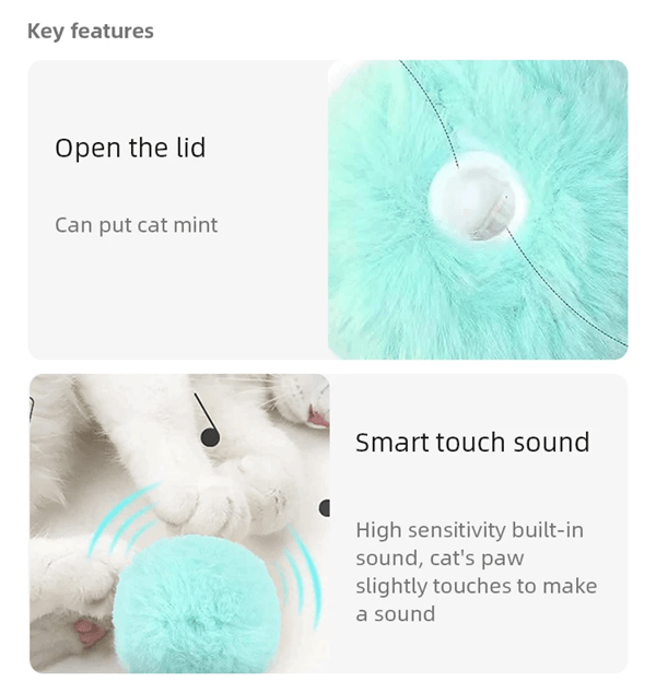 Smart Plush Catnip Squeak Ball Interactive Toy For Cats 1