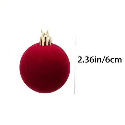 Tree Flocked Ball Hanging, Wine Red Velvet Christmas Balls, Home Decor Pendents Festival Party Supplies Gift