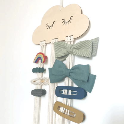 Cloud-Shaped Solid Wood Hair-Accessory & Jewelry Organizer
