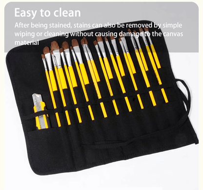 Artist 22-Slot Roll-Up Brush Storage Bag for Watercolour Gouache and Calligraphy Brushes