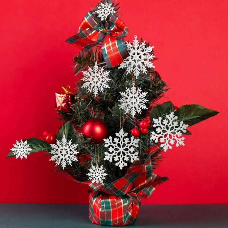 Pulp Plastics Paper Snowflake Ornaments, White Glitter Raw Decor, Christmas Venue Decoration