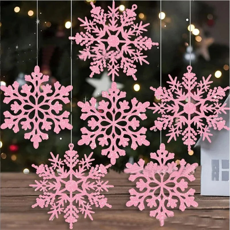 Pulp Plastics Paper Snowflake Ornaments, White Glitter Raw Decor, Christmas Venue Decoration