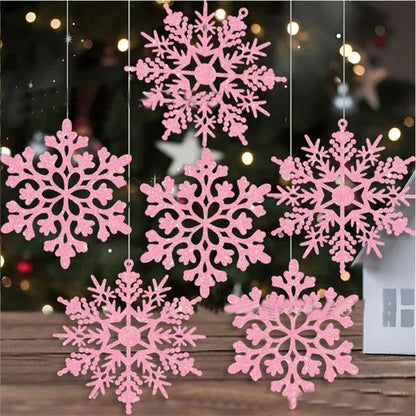 Pulp Plastics Paper Snowflake Ornaments, White Glitter Raw Decor, Christmas Venue Decoration