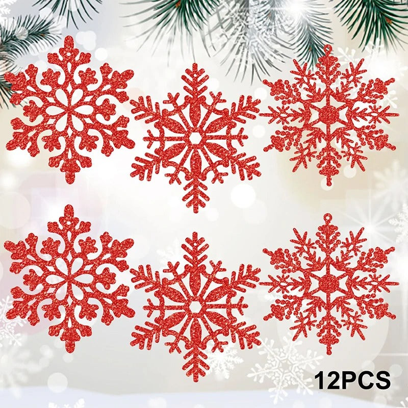 Pulp Plastics Paper Snowflake Ornaments, White Glitter Raw Decor, Christmas Venue Decoration
