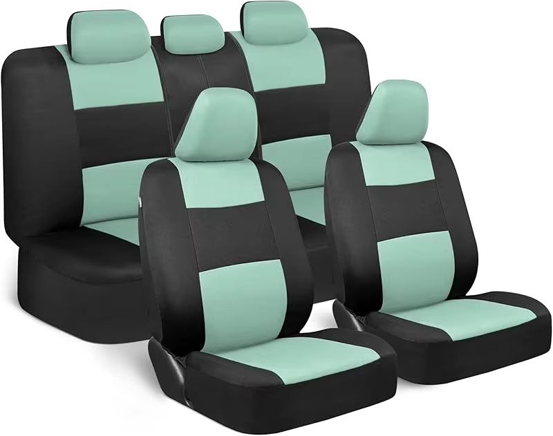 Universal Beige FullSet Car Seat Covers  Front  Rear Split Bench Fit For Trucks Vans SUVs 9