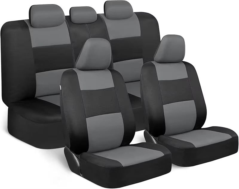 Universal Beige FullSet Car Seat Covers  Front  Rear Split Bench Fit For Trucks Vans SUVs 15