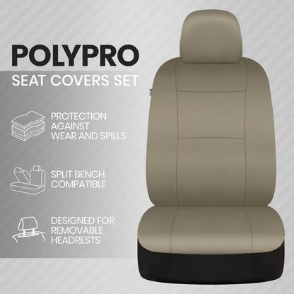 Universal Beige FullSet Car Seat Covers  Front  Rear Split Bench Fit For Trucks Vans SUVs 1