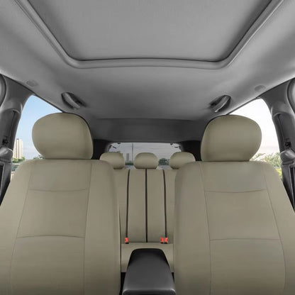 Universal Beige FullSet Car Seat Covers  Front  Rear Split Bench Fit For Trucks Vans SUVs 2