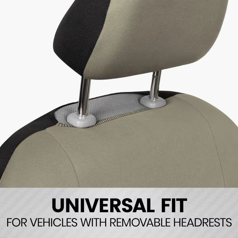 Universal Beige FullSet Car Seat Covers  Front  Rear Split Bench Fit For Trucks Vans SUVs 3