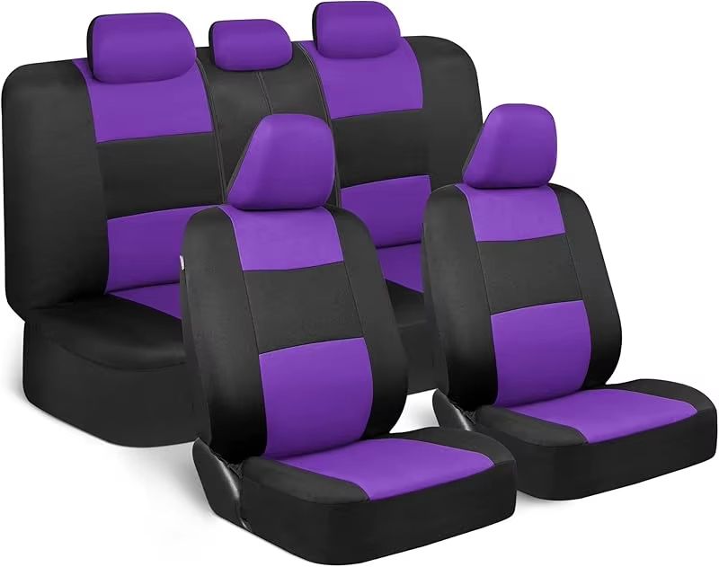 Universal Beige FullSet Car Seat Covers  Front  Rear Split Bench Fit For Trucks Vans SUVs 6