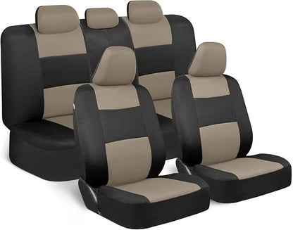Universal Beige FullSet Car Seat Covers  Front  Rear Split Bench Fit For Trucks Vans SUVs 8