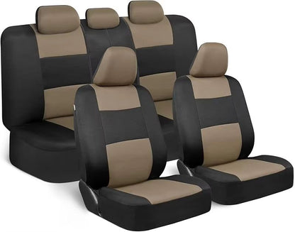 Universal Beige FullSet Car Seat Covers  Front  Rear Split Bench Fit For Trucks Vans SUVs 20