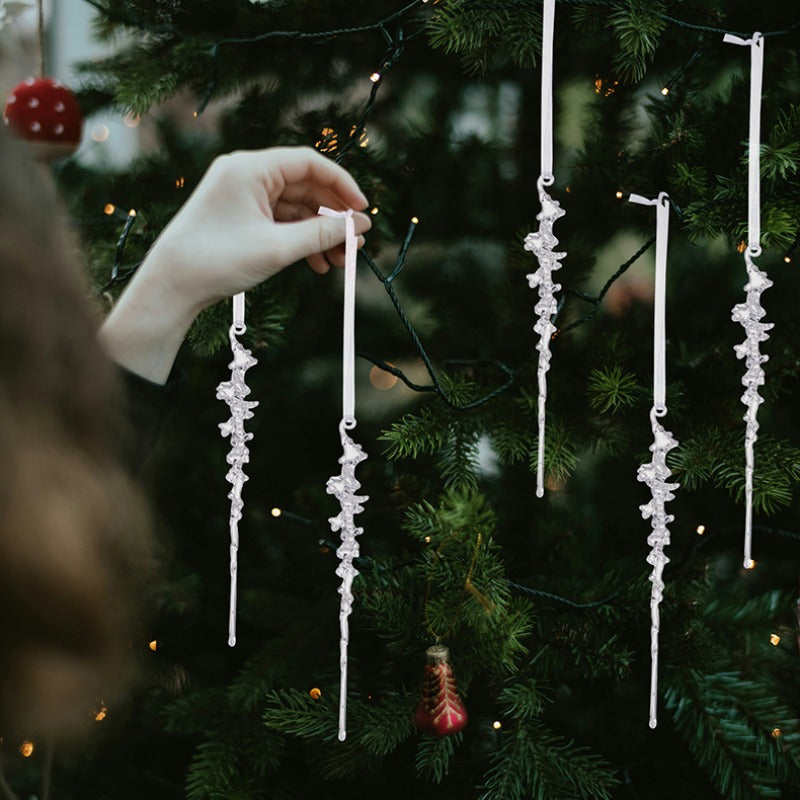 Dangling Crystal Pendants for Christmas Tree, Elegant Acrylic Icicle Ornaments, Frosty Clear Holiday Decorations