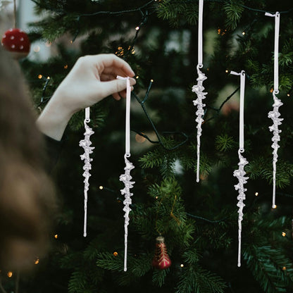 Dangling Crystal Pendants for Christmas Tree, Elegant Acrylic Icicle Ornaments, Frosty Clear Holiday Decorations
