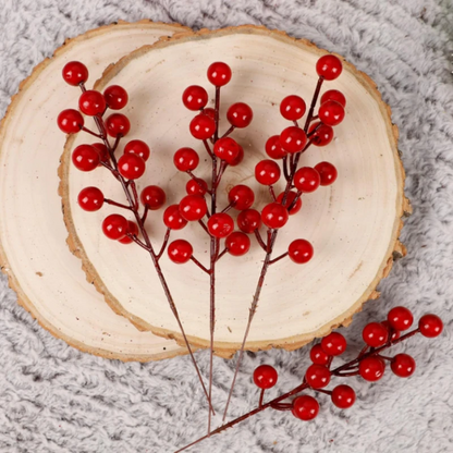 Berry Stems Christmas Tree Ornaments, Artificial Fruit Snow Frosted Red, DIY Crafts Wedding Decor New Year Decoration
