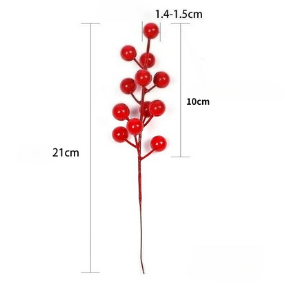 Berry Stems Christmas Tree Ornaments, Artificial Fruit Snow Frosted Red, DIY Crafts Wedding Decor New Year Decoration