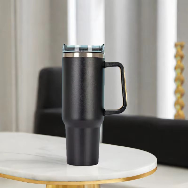 MegaSip 1200 mL/40 oz Double-Wall Insulated Tumbler – Handle & Straw Travel Cup