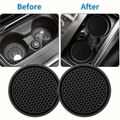 DriveEase 4Piece Car Enhancement Set  Cup Holder Mats  Seat Belt Extenders 5