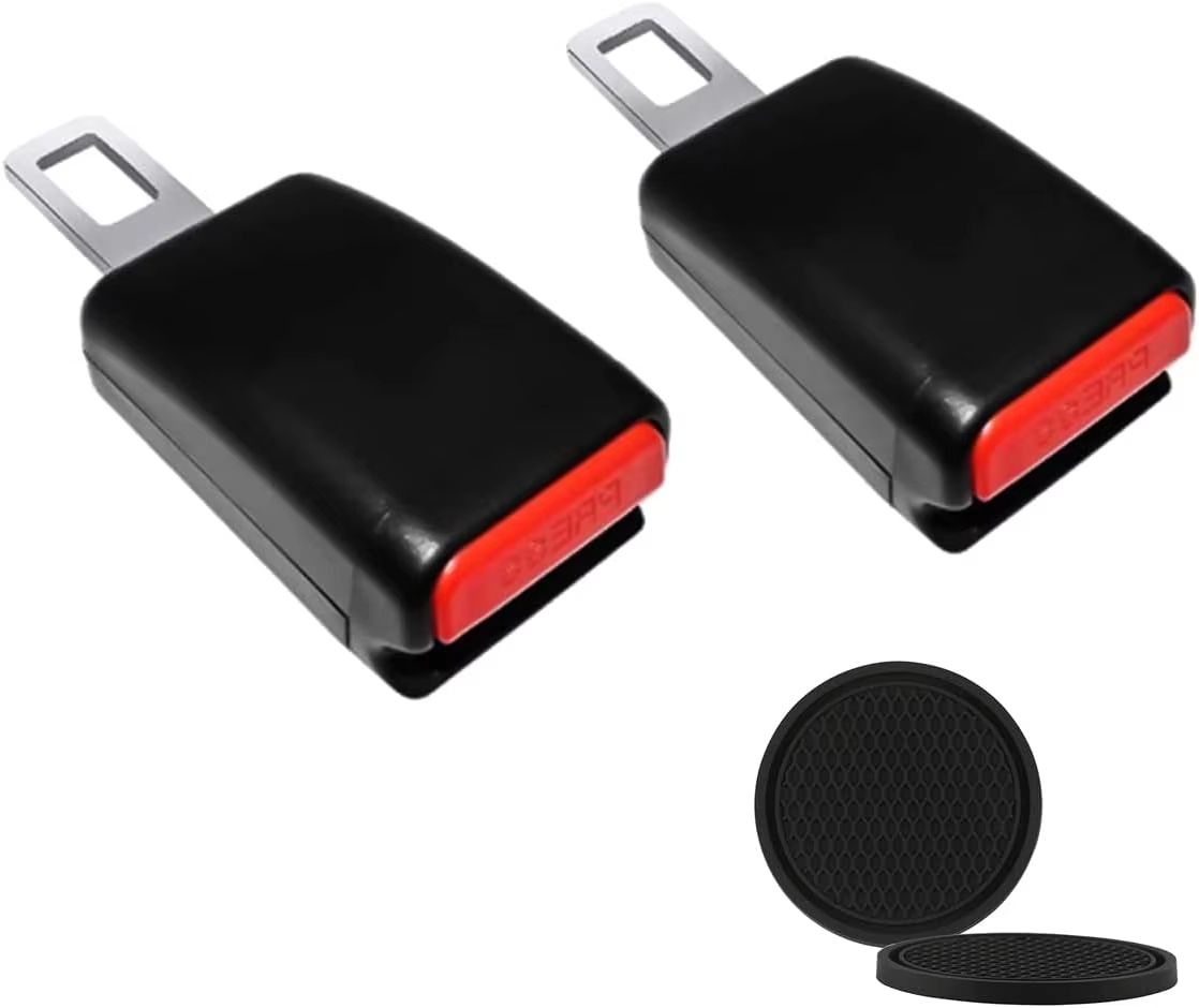 DriveEase 4Piece Car Enhancement Set  Cup Holder Mats  Seat Belt Extenders 6