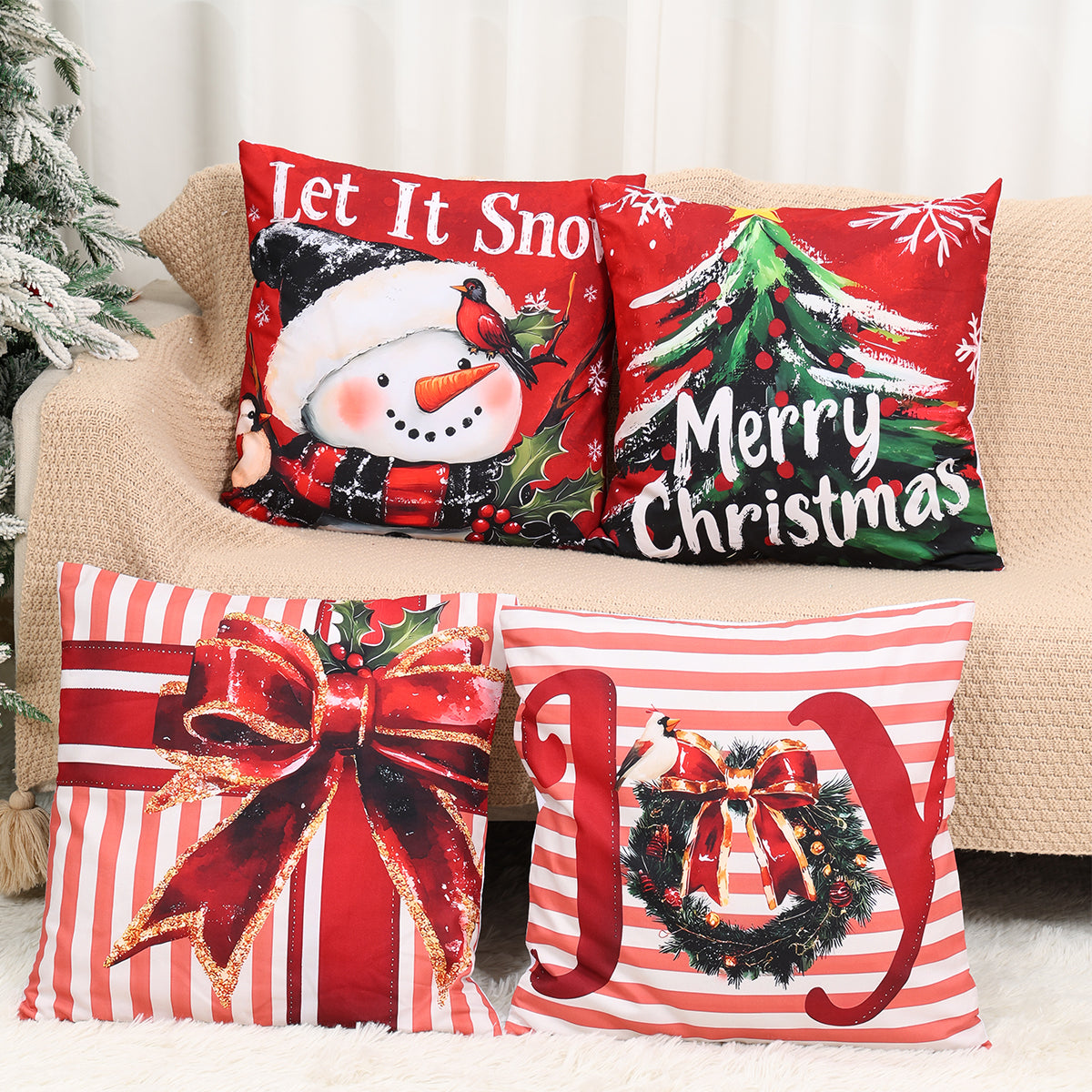 Home Decorations Christmas Ornament Pillow Case, Merry Christmas Cushion Cover, New Year Gifts, Navidad Gifts
