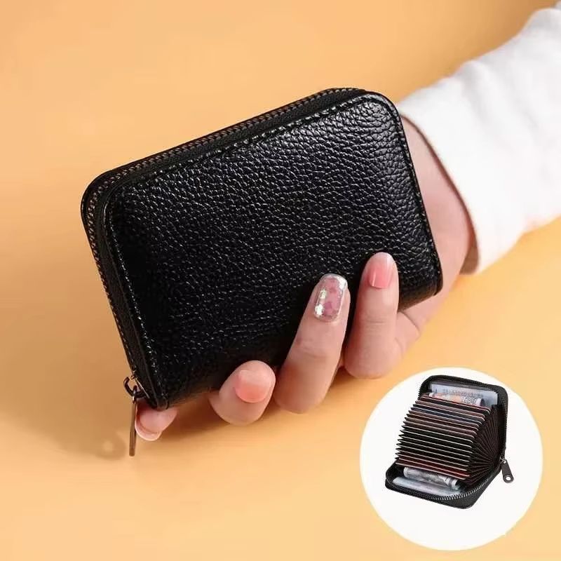 HeritageVault Vintage Solid Leather Zip Wallet  MultiSlot Card  Coin Pouch 10