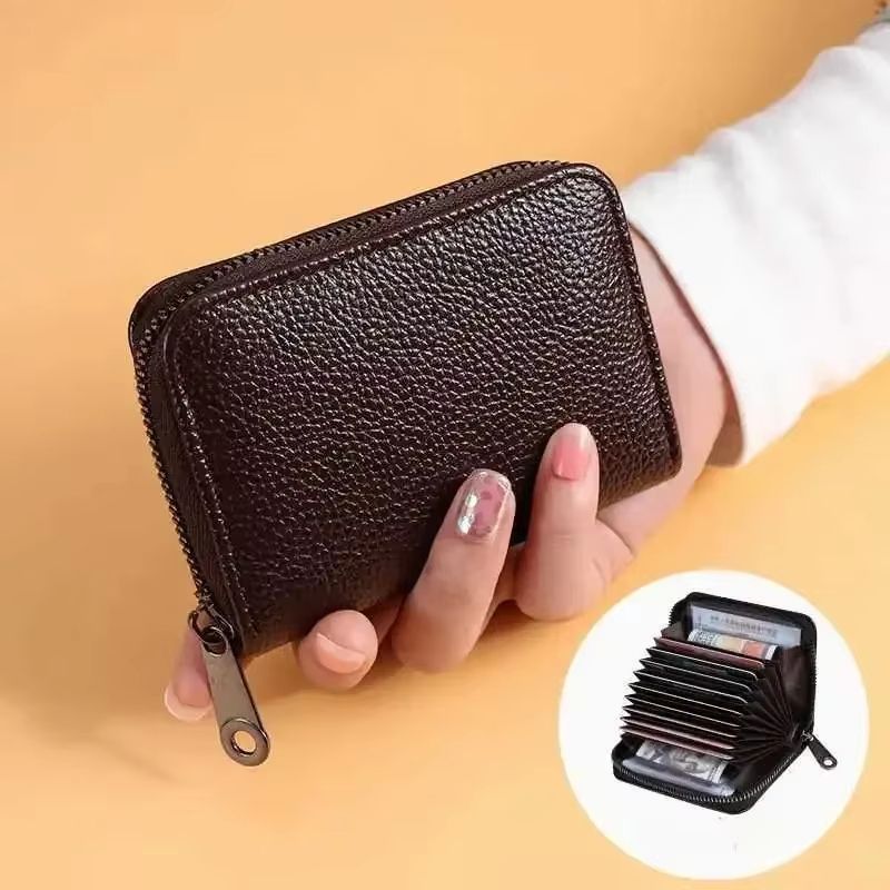 HeritageVault Vintage Solid Leather Zip Wallet  MultiSlot Card  Coin Pouch 8