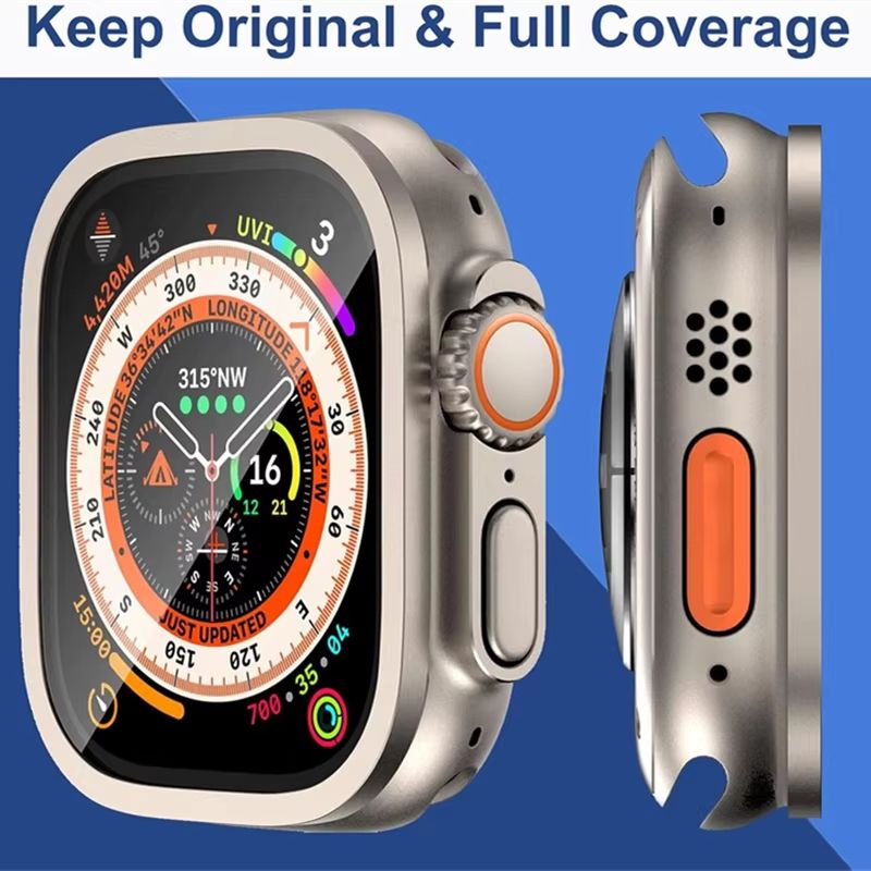 RuggedGuard Alloy  9H Tempered Glass Shield  FullCoverage For Apple Watch Ultra 49 Mm 1