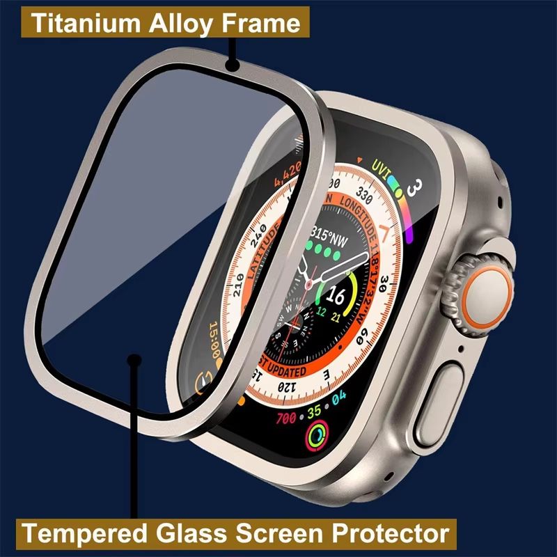RuggedGuard Alloy  9H Tempered Glass Shield  FullCoverage For Apple Watch Ultra 49 Mm 2
