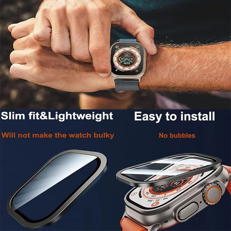 RuggedGuard Alloy  9H Tempered Glass Shield  FullCoverage For Apple Watch Ultra 49 Mm 5