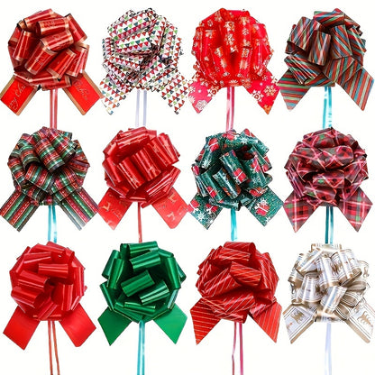 Christmas Gift Bow-Festive Plastic Ribbon Ties for Wrapping Decorations and Wedding Favors Birthday Basket Christmas Tree Themed