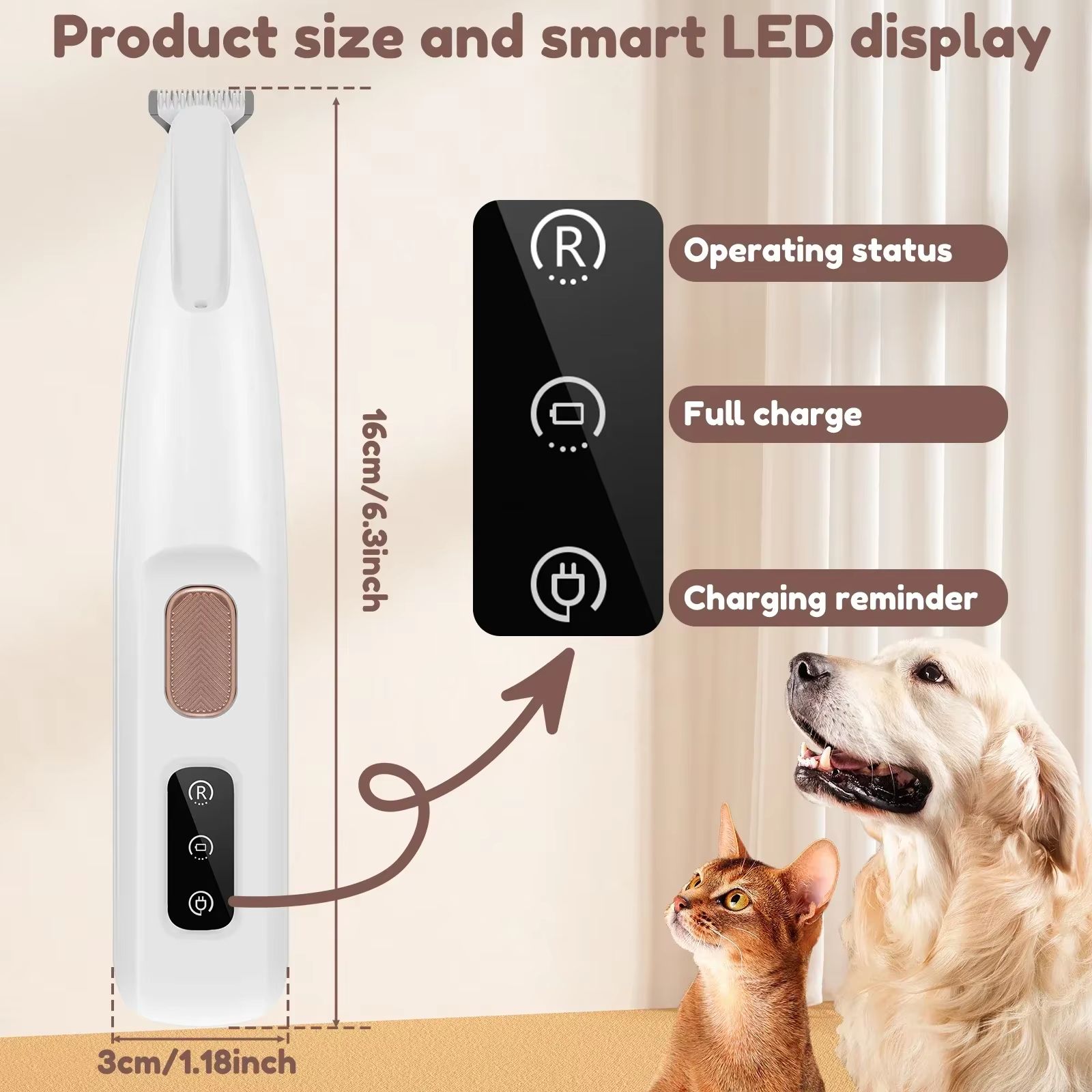 PetPro 18 Mm LED Waterproof Paw Trimmer  Dog  Cat Grooming Clipper 3