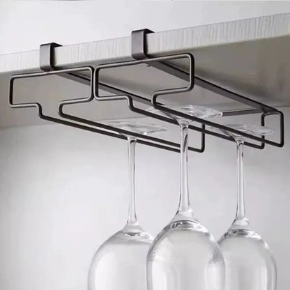 No Drilling Metal Wine Glass Holder Under Cabinet Stemware Rack