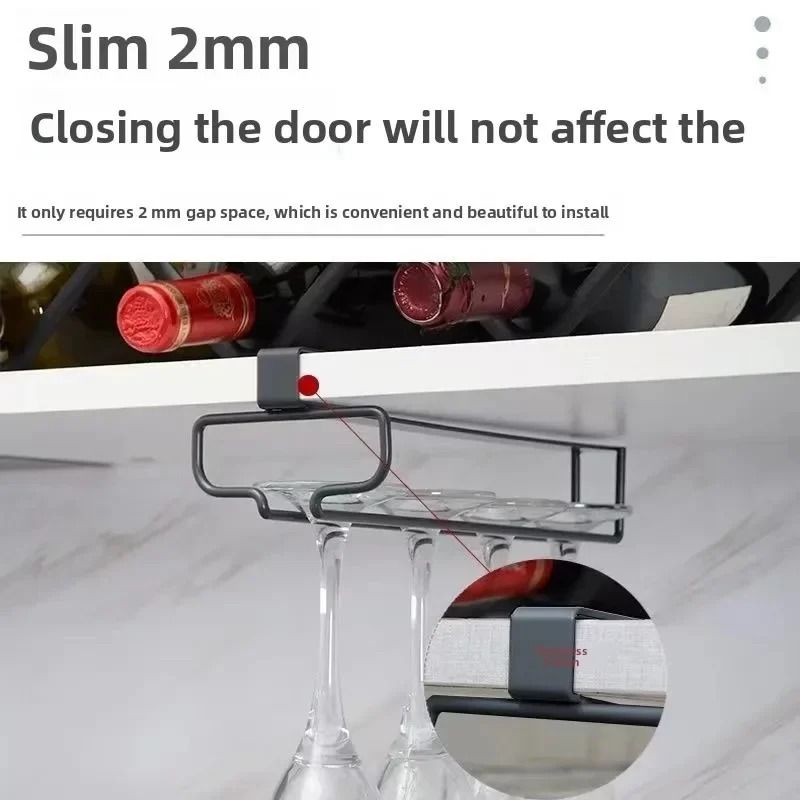 No Drilling Metal Wine Glass Holder Under Cabinet Stemware Rack 2