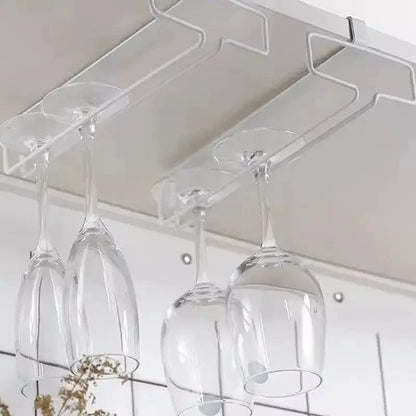 No Drilling Metal Wine Glass Holder Under Cabinet Stemware Rack 3