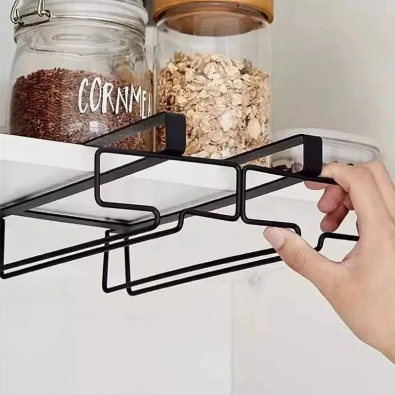 No Drilling Metal Wine Glass Holder Under Cabinet Stemware Rack 4