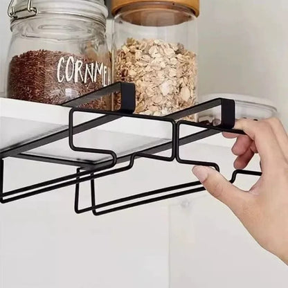 No Drilling Metal Wine Glass Holder Under Cabinet Stemware Rack 4