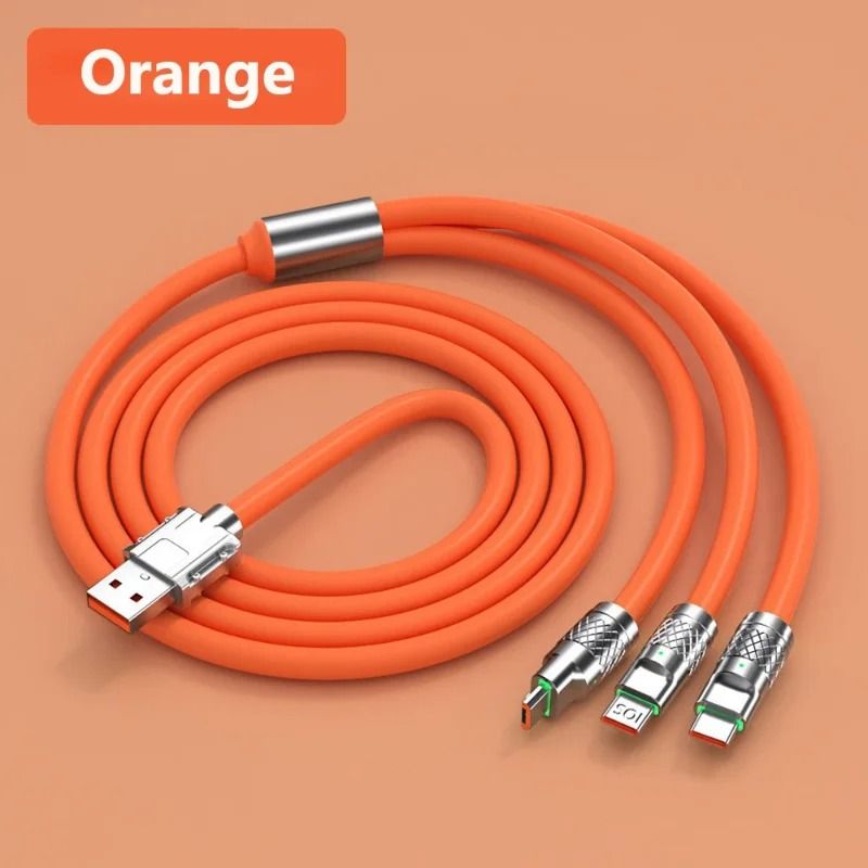 3in1 USB Fast Charging Cable MultiPort 6A 120W Data Cord For Phones Devices 9