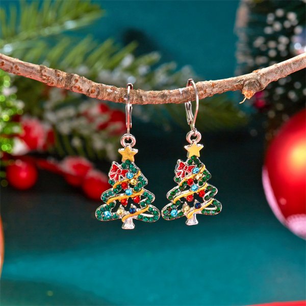 New Trendy Exquisite Christmas Light Bulb Drop Earrings For Women Simple Rhinestone Bowknot Earring 10