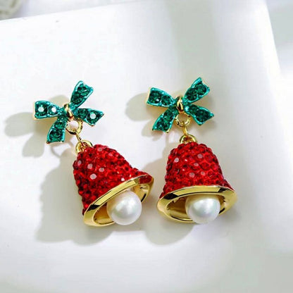 New Trendy Exquisite Christmas Light Bulb Drop Earrings For Women Simple Rhinestone Bowknot Earring 12