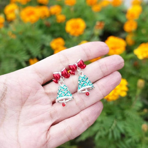 New Trendy Exquisite Christmas Light Bulb Drop Earrings For Women Simple Rhinestone Bowknot Earring 13
