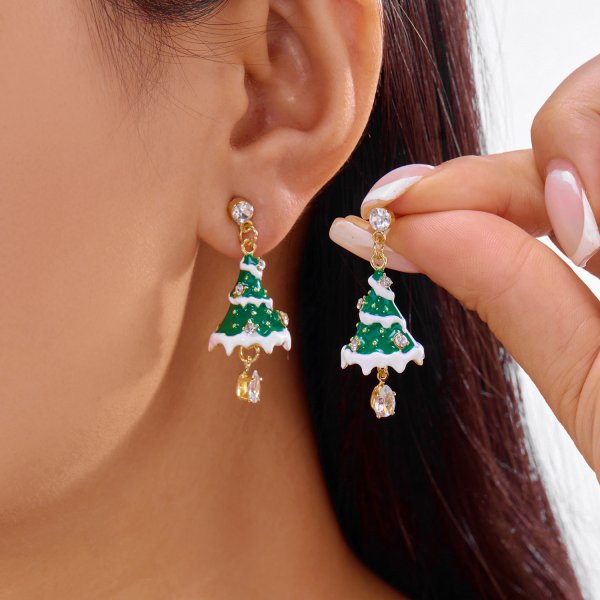 New Trendy Exquisite Christmas Light Bulb Drop Earrings For Women Simple Rhinestone Bowknot Earring 17