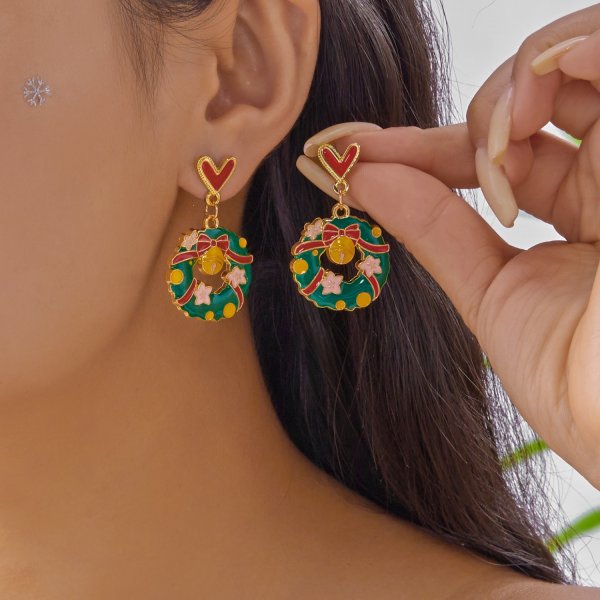 New Trendy Exquisite Christmas Light Bulb Drop Earrings For Women Simple Rhinestone Bowknot Earring 19