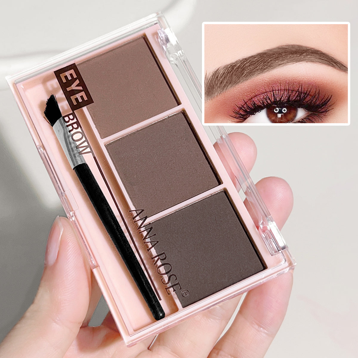 Waterproof Three Color Eyebrow Powder, Sweat Proof Natural Long Lasting, Three Dimensional Eyebrow Shape Palette