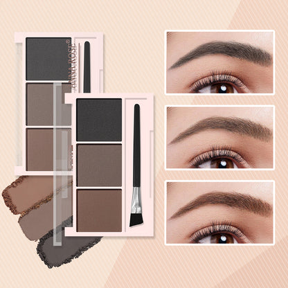 Waterproof Three Color Eyebrow Powder, Sweat Proof Natural Long Lasting, Three Dimensional Eyebrow Shape Palette