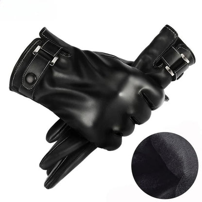 PU Leather Mens Winter Gloves With Touch Screen Function  Warm Lined Driving Outdoor Gloves 2