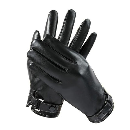 PU Leather Mens Winter Gloves With Touch Screen Function  Warm Lined Driving Outdoor Gloves 5
