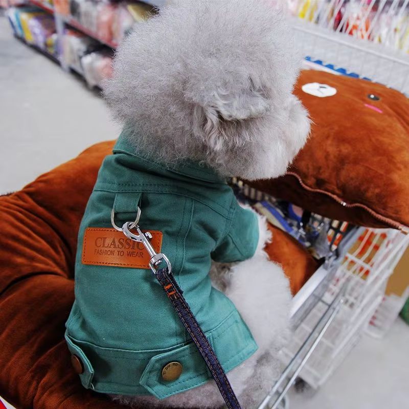 DenimWalk Dog Denim Overall With DRing  Stylish LeashReady Jacket For Small  Medium Dogs 2