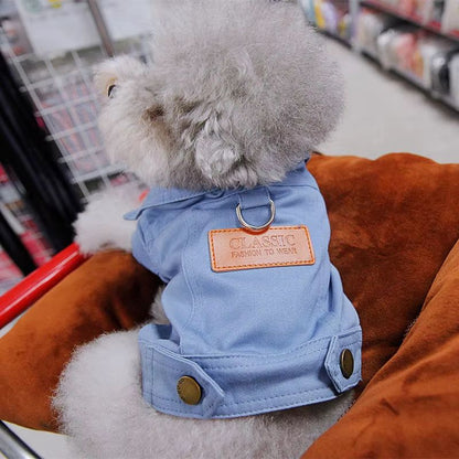 DenimWalk Dog Denim Overall With DRing  Stylish LeashReady Jacket For Small  Medium Dogs 3