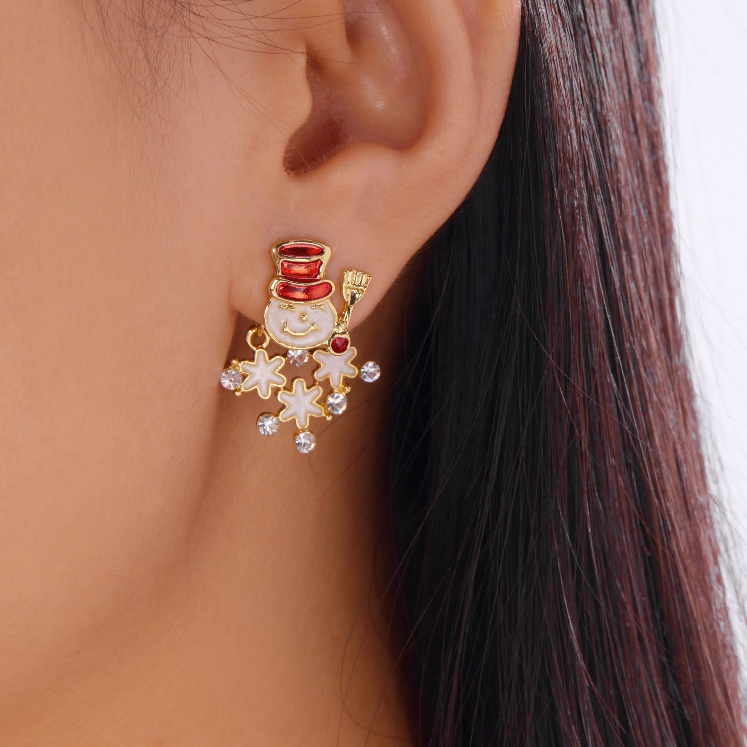 Christmas Earrings for Women Minimalist, Exquisite Rhinestone Snowman, Tree Bell Bow Earrings, New Year Friendship Jewel